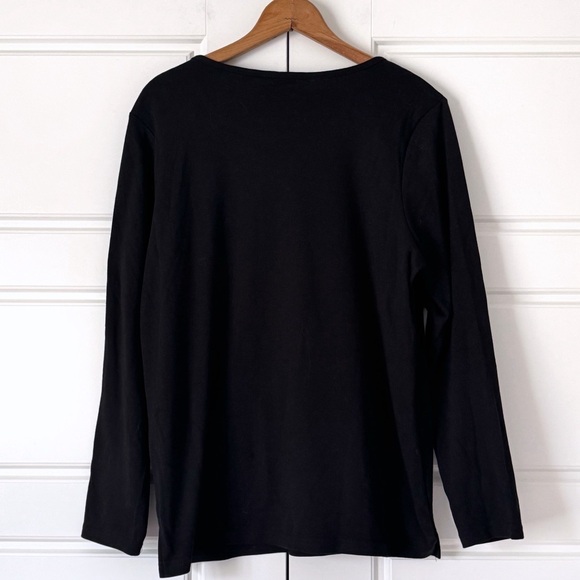 Quacker Factory Embellished Tshirt Womens Large Black Jewels Rhinestones NEW - Picture 6 of 12